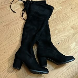 Faux Suede Black Over the Knee Boots, Sz 8.5